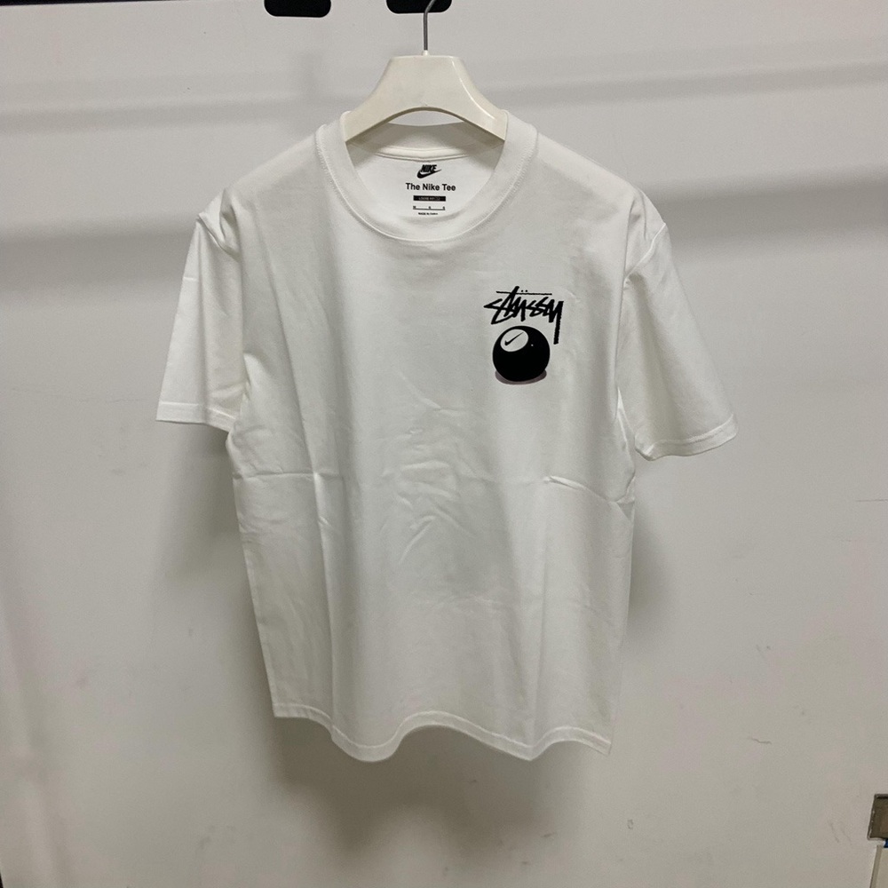 Stussy Classic White Tee with Black Graphic